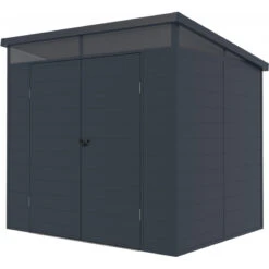 Abri De Jardin En Résine 4,10m² Anthracite Toit Monopente Skylight + Plancher - Jobu -Boutique De Jardin abri de jardin en resine 410m anthracite toit monopente skylight plancher jobu 5