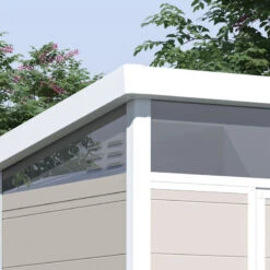 Abri De Jardin En Résine 4,10m² Beige Toit Monopente Skylight + Plancher - Jobu -Boutique De Jardin abri de jardin en resine 410m beige toit monopente skylight plancher jobu 2