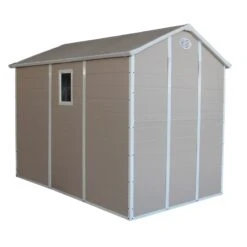 Abri De Jardin En Résine Beige 5,32m² + Kit De Fondation - JOBU -Boutique De Jardin abri de jardin en resine beige 532m kit de fondation jobu 3