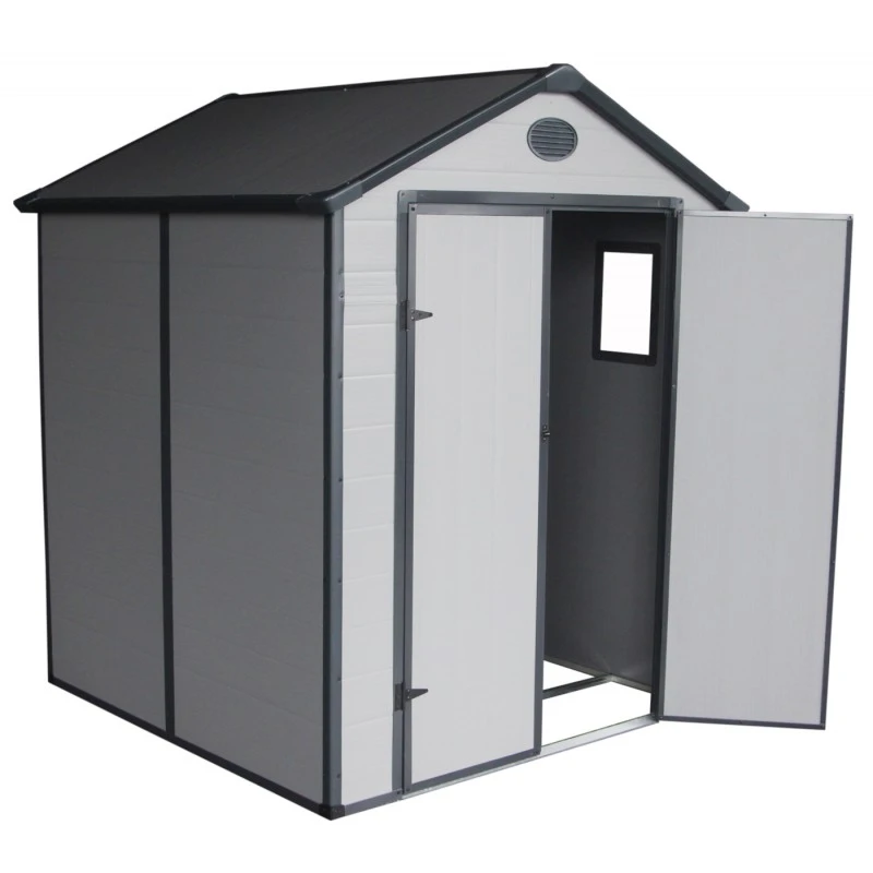 Abri De Jardin En Résine Gris 3,65m² + Kit De Fondation - JOBU 3 Abri De Jardin En Résine Gris 3,65m² + Kit De Fondation - JOBU