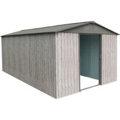 Abri De Jardin Métal 11m² WoodTouch Beige + Kit D'ancrage X-METAL