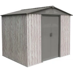 Abri De Jardin Métal 4,1m² WoodTouch Beige + Kit D'ancrage X-METAL