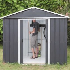 Abri De Jardin Métal Anthracite 12m² + Kit D'ancrage Inclus - YARDMASTER -Boutique De Jardin abri de jardin metal anthracite 12m kit d ancrage inclus yardmaster 2