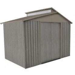 Abri De Jardin Métal Avec Puit De Lumière 5,44m² Imitation Bois Vieilli -Boutique De Jardin abri de jardin metal avec puit de lumiere 544m imitation bois vieilli 3