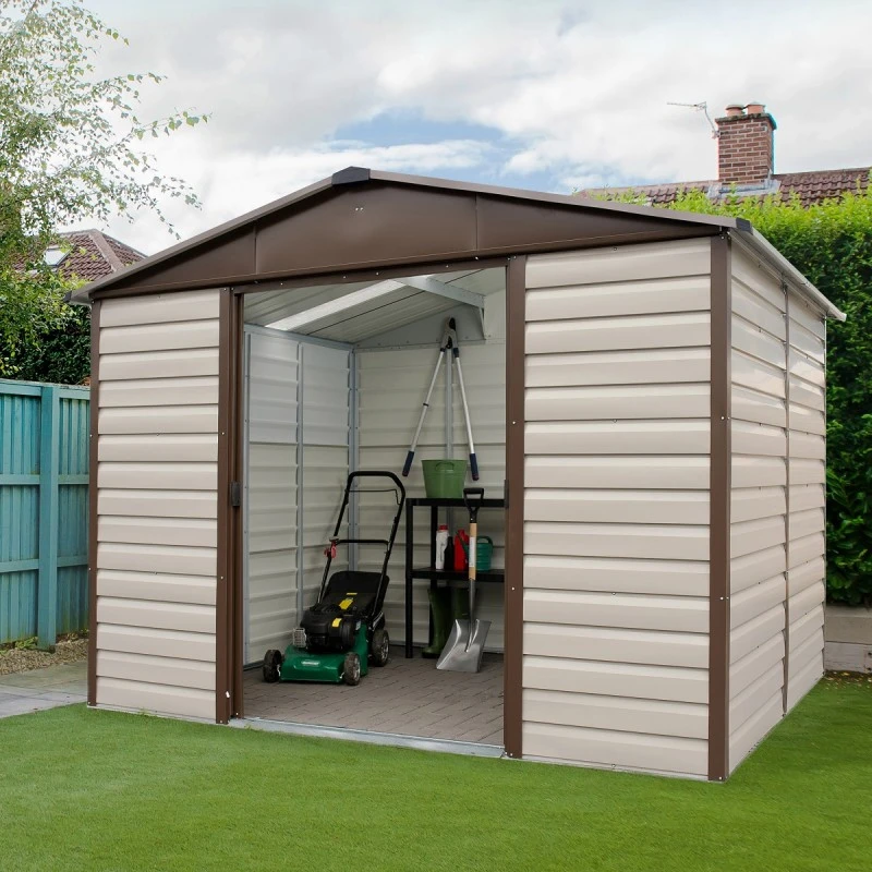 Abri De Jardin Métal Beige Et Marron 7,18m² + Kit D'ancrage Inclus - YARDMASTER 3 Abri De Jardin Métal Beige Et Marron 7,18m² + Kit D'ancrage Inclus - YARDMASTER