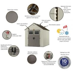Abri De Jardin Polyéthylène 35mm 5,53m² Woodgrain + Plancher SUNCAST -Boutique De Jardin abri de jardin polyethylene 35mm 553m woodgrain plancher suncast 3