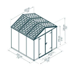 Abri De Jardin RUBICON 5,4m² En Aluminium Et Polycarbonate - Canopia By Palram -Boutique De Jardin abri de jardin rubicon 237x229cm en aluminium et polycarbonate canopia by palram 2