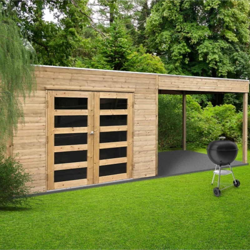 Abri De Jardin Salerno 11,65m² En Bois Traité Autoclave 19mm Avec Terrasse Couverte - SOLID 3 Abri De Jardin Salerno 11,65m² En Bois Traité Autoclave 19mm Avec Terrasse Couverte - SOLID