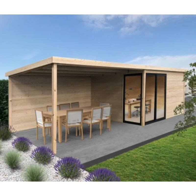 Abri De Jardin Tavira 26m² En Bois Massif 28mm Avec Terrasse Couverte - SOLID 3 Abri De Jardin Tavira 26m² En Bois Massif 28mm Avec Terrasse Couverte - SOLID