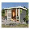 Abri De Jardin Toit Plat 6,55m² Bois Gris 19mm Mühlendorf 4 - Karibu -Boutique De Jardin abri de jardin toit plat 655m en bois vitrifie gris 19mm muhlendorf karibu