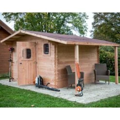 Abri Bois DOMMAR 17,20m² En Madriers Douglas 28mm Avec Bûcher + Couverture Onduline - HABRITA 12 Abri Bois DOMMAR 17,20m² En Madriers Douglas 28mm Avec Bûcher + Couverture Onduline - HABRITA -Boutique De Jardin abri dommar 1720m en madriers douglas 28mm avec bucher habrita 4