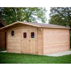 Abri En Bois De Douglas DOMMAR 18,90m² Madriers 28mm + Couverture Onduline - HABRITA -Boutique De Jardin abri dommar 1890m en madriers douglas 28mm sans plancher habrita 3