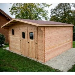 Abri En Bois De Douglas DOMMAR 18,90m² Madriers 28mm + Couverture Onduline - HABRITA -Boutique De Jardin abri dommar 1890m en madriers douglas 28mm sans plancher habrita 5
