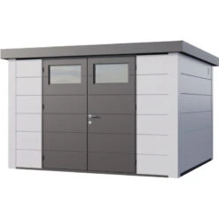 Abri En Acier Galvanisé Blanc 9,8m² Avec Double Porte Eleganto 3330 Telluria