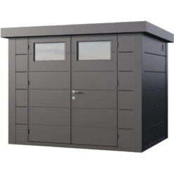 Abri En Acier Galvanisé Gris Anthracite 5,6m² Avec Double Porte Eleganto 2721 Telluria