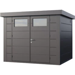 Abri En Acier Galvanisé Gris Anthracite 6,4m² Avec Double Porte Eleganto 2724 Telluria