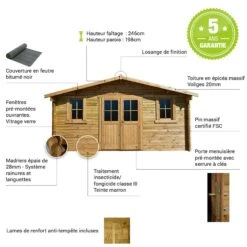 Abri En Bois Massif 16m² PLUS 28mm Traité Teinté Marron Gardy Shelter -Boutique De Jardin abri en bois massif 16m plus 28mm traite teinte marron gardy shelter 2