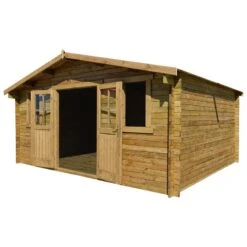 Abri En Bois Massif 16m² PLUS 28mm Traité Teinté Marron Gardy Shelter -Boutique De Jardin abri en bois massif 16m plus 28mm traite teinte marron gardy shelter 3