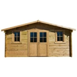 Abri En Bois Massif 16m² PLUS 28mm Traité Teinté Marron Gardy Shelter -Boutique De Jardin abri en bois massif 16m plus 28mm traite teinte marron gardy shelter 4