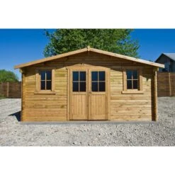 Abri En Bois Massif 19,8m² PLUS 28mm Traité Teinté Marron Gardy Shelter -Boutique De Jardin abri en bois massif 198m plus 28mm traite teinte marron gardy shelter 2