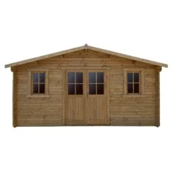 Abri En Bois Massif 19,8m² PLUS 28mm Traité Teinté Marron Gardy Shelter -Boutique De Jardin abri en bois massif 198m plus 28mm traite teinte marron gardy shelter 4