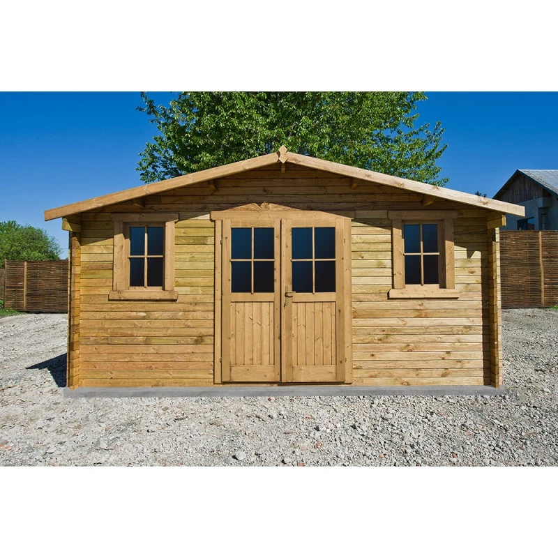 Abri En Bois Massif 19,8m² PLUS 40mm Traité Teinté Marron Gardy Shelter 5 Abri En Bois Massif 19,8m² PLUS 40mm Traité Teinté Marron Gardy Shelter – Image 3