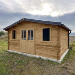 Abri En Bois Massif 19,8m² PLUS 40mm Traité Teinté Marron Gardy Shelter