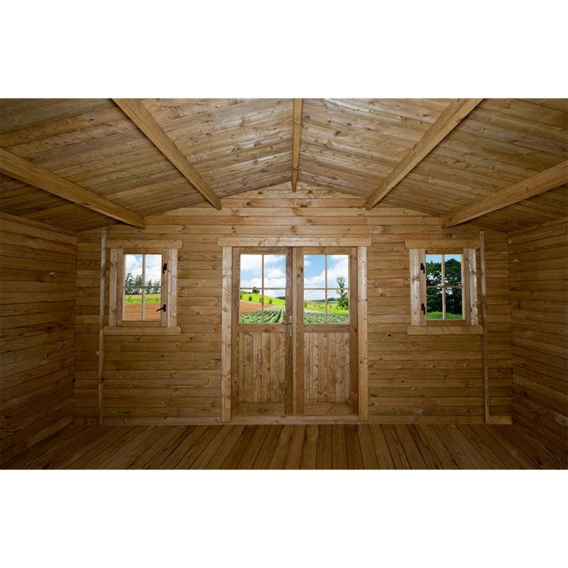 Abri En Bois Massif 19,8m² PLUS 40mm Traité Teinté Marron Gardy Shelter 6 Abri En Bois Massif 19,8m² PLUS 40mm Traité Teinté Marron Gardy Shelter – Image 4