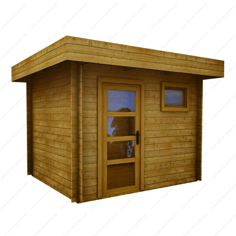 Abri En Bois Massif 7,5m² MODERNE Teinté Marron - Madriers 40mm Gardy Shelter 5 Abri En Bois Massif 7,5m² MODERNE Teinté Marron - Madriers 40mm Gardy Shelter – Image 3