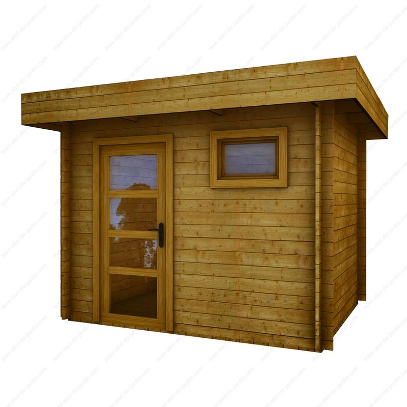 Abri En Bois Massif 7,5m² MODERNE Teinté Marron - Madriers 40mm Gardy Shelter 6 Abri En Bois Massif 7,5m² MODERNE Teinté Marron - Madriers 40mm Gardy Shelter – Image 4