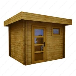 Abri En Bois Massif 7,5m² MODERNE Traité Marron 28mm Gardy Shelter -Boutique De Jardin abri en bois massif 75m moderne traite marron 28mm gardy shelter 2