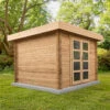 Abri En Bois Massif 9m² MODERNE Traité Marron 28mm Gardy Shelter -Boutique De Jardin abri en bois massif 9m moderne teinte marron madriers 28mm gardy shelter