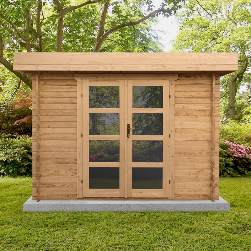Abri En Bois Massif 9m² MODERNE Traité Marron 40mm Gardy Shelter 5 Abri En Bois Massif 9m² MODERNE Traité Marron 40mm Gardy Shelter – Image 3
