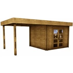 Abri En Bois Massif 9m² MODERNE Traité Marron + Terrasse Gardy Shelter -Boutique De Jardin abri en bois massif 9m moderne traite marron terrasse gardy shelter 4