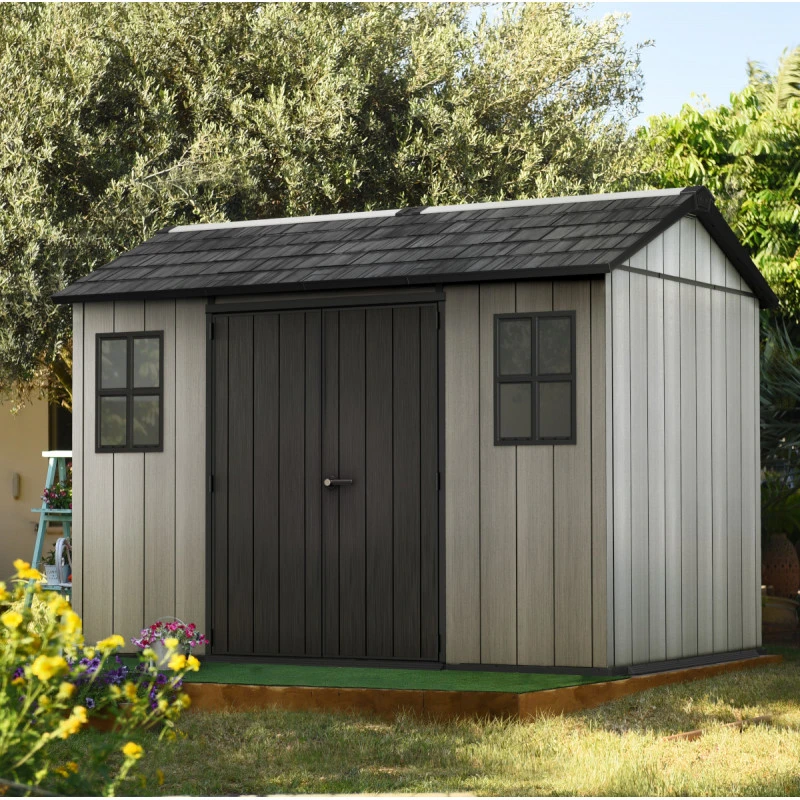 Abri En Résine Brossée Oakland 1175 Brossium 8m² + Plancher - Keter 5 Abri En Résine Brossée Oakland 1175 Brossium 8m² + Plancher - Keter – Image 3