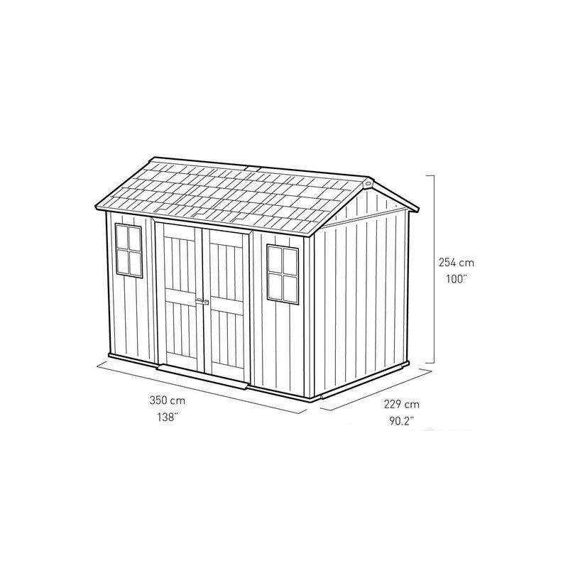 Abri En Résine Brossée Oakland 1175 Brossium 8m² + Plancher - Keter 6 Abri En Résine Brossée Oakland 1175 Brossium 8m² + Plancher - Keter – Image 4