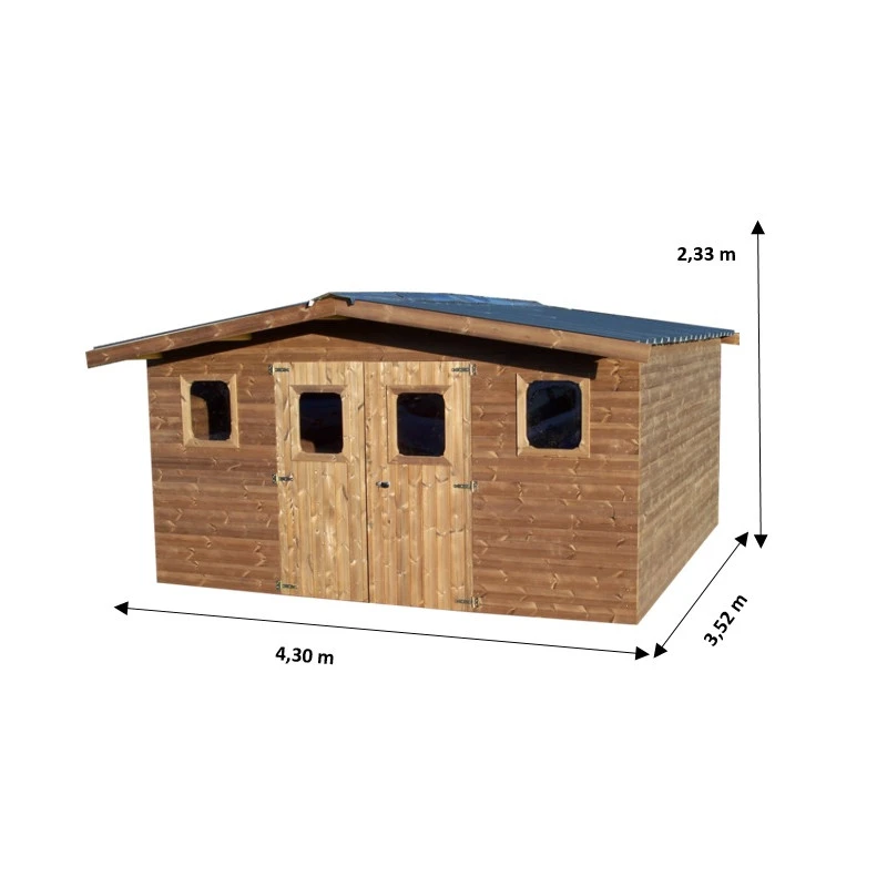 Abri Thermabri 15,14m² En Bois Thermo Traité Toiture En Acier HABRITA 5 Abri Thermabri 15,14m² En Bois Thermo Traité Toiture En Acier HABRITA – Image 3