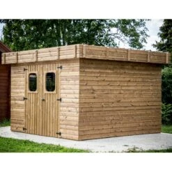 Abri Thizy 11,53m² En Bois Thermo Traité Et Toiture En Acier HABRITA -Boutique De Jardin abri thizy 1153m en bois thermo traite et toit en acier habrita 5
