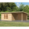 Abri Toit Plat 13,60m² Bois Massif 40mm Northeim 5 Avec Appentis 330cm Et Paroi Arrière – Karibu -Boutique De Jardin abri toit plat 1360m bois massif 40mm northeim 5 avec appentis 330cm et paroi arriere woodfeeling