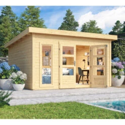 Abri Toit Plat 13,60m² Bois Massif 40mm Northeim 5 – Karibu -Boutique De Jardin abri toit plat 1360m bois massif 40mm northeim 5 woodfeeling 2