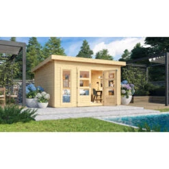 Abri Toit Plat 13,60m² Bois Massif 40mm Northeim 5 – Karibu -Boutique De Jardin abri toit plat 1360m bois massif 40mm northeim 5 woodfeeling 3