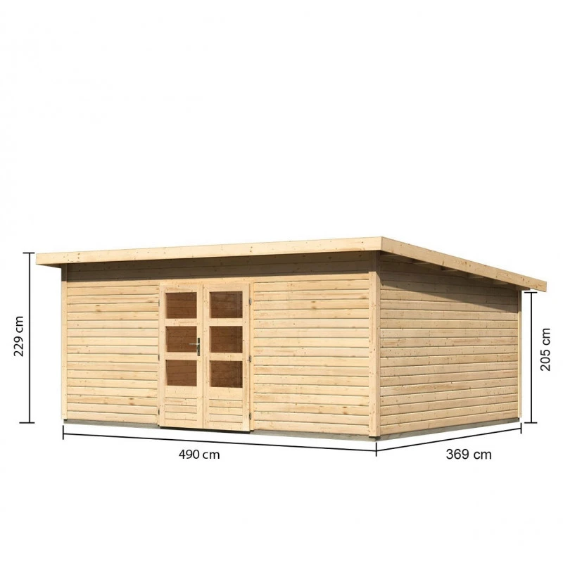 Abri Toit Plat 18,08m² Bois Massif 40mm Northeim 6 – Karibu 4 Abri Toit Plat 18,08m² Bois Massif 40mm Northeim 6 – Karibu – Image 2