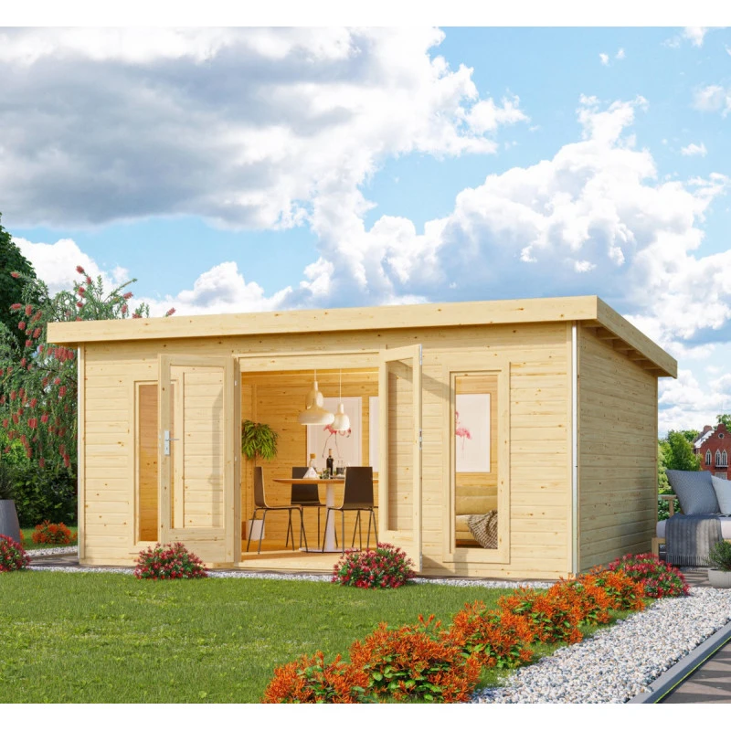 Abri Toit Plat 18,08m² Bois Massif 40mm Radeburg 4 – Karibu 4 Abri Toit Plat 18,08m² Bois Massif 40mm Radeburg 4 – Karibu – Image 2