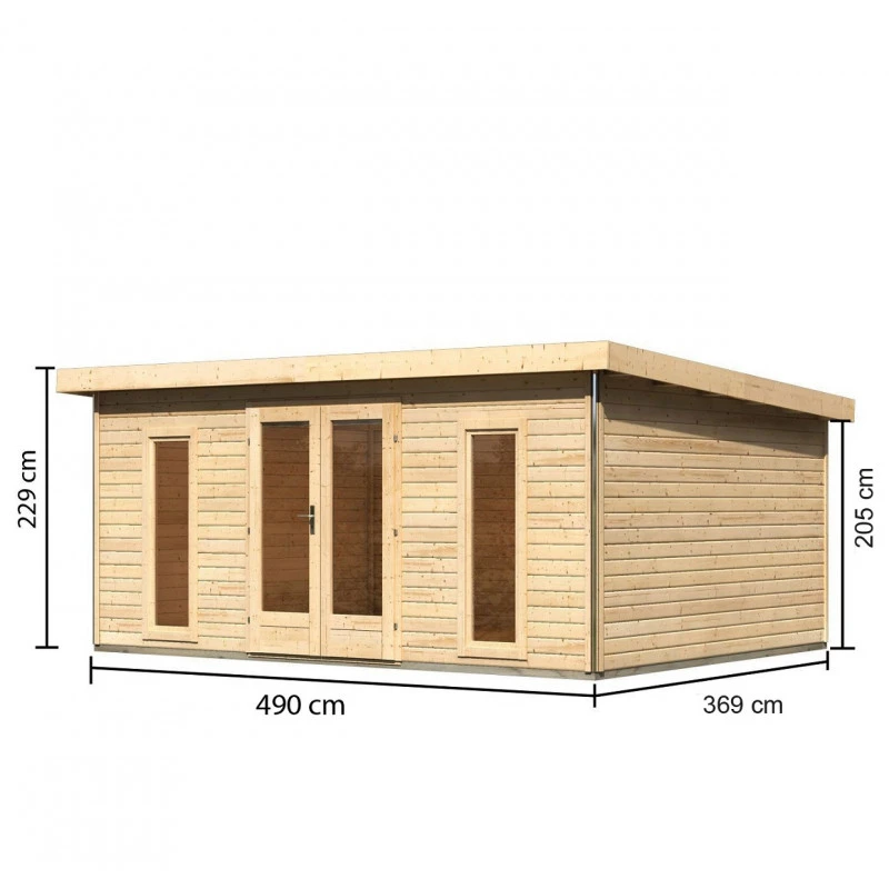 Abri Toit Plat 18,08m² Bois Massif 40mm Radeburg 4 – Karibu 6 Abri Toit Plat 18,08m² Bois Massif 40mm Radeburg 4 – Karibu – Image 4