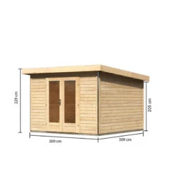 Abri Toit Plat 9,55m² Bois Massif 40mm Radeburg 1 – Karibu -Boutique De Jardin abri toit plat 955m bois massif 40mm radeburg 1 karibu 3