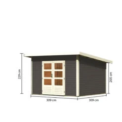 Abri Toit Plat 9,55m² Bois Massif Gris Terre 40mm Northeim 3 – Karibu -Boutique De Jardin abri toit plat 955m bois massif gris terre 40mm northeim 3 woodfeeling 3