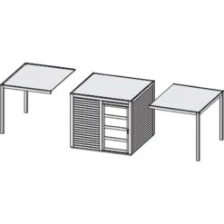 Abri Toit Plat En Bois Massif 19mm Qubic 6,05m² + Appentis 5,6m² Gris Terre - Karibu -Boutique De Jardin abri toit plat en bois massif 19mm qubic 605m appentis 56m gris terre karibu 3