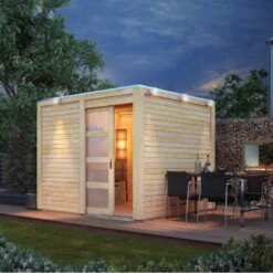 Abri Toit Plat En Bois Massif 19mm Qubic 6,05m² - Karibu -Boutique De Jardin abri toit plat qubic de 605m en bois massif 19mm karibu 2