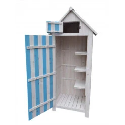 Armoire De Jardin En Bois Lasuré Bleu Et Blanc 0,41m² - Habrita 9 Armoire De Jardin En Bois Lasuré Bleu Et Blanc 0,41m² - Habrita -Boutique De Jardin armoire de jardin en bois lasure bleu et blanc 041m habrita 2