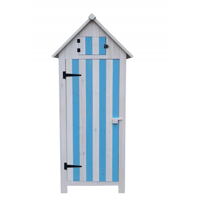 Armoire De Jardin En Bois Lasuré Bleu Et Blanc 0,41m² - Habrita 3 Armoire De Jardin En Bois Lasuré Bleu Et Blanc 0,41m² - Habrita